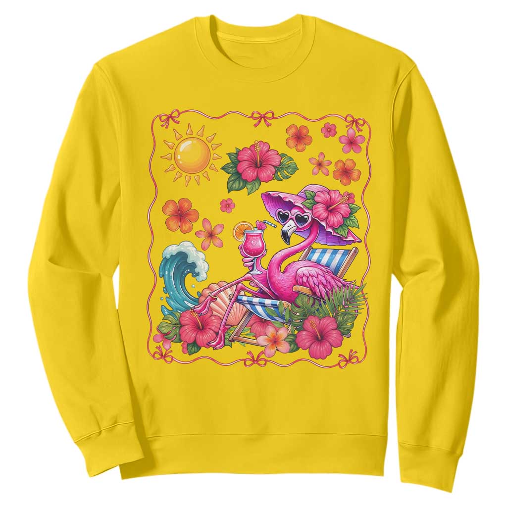 Funny Flamingo Tropical Floral Summer Vacation Graphic Sweatshirt TS12 Daisy Print Your Wear