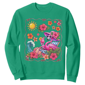 Funny Flamingo Tropical Floral Summer Vacation Graphic Sweatshirt TS12 Irish Green Print Your Wear
