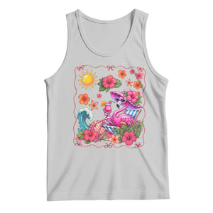 Funny Flamingo Tropical Floral Summer Vacation Graphic Tank Top TS12 Ash Print Your Wear