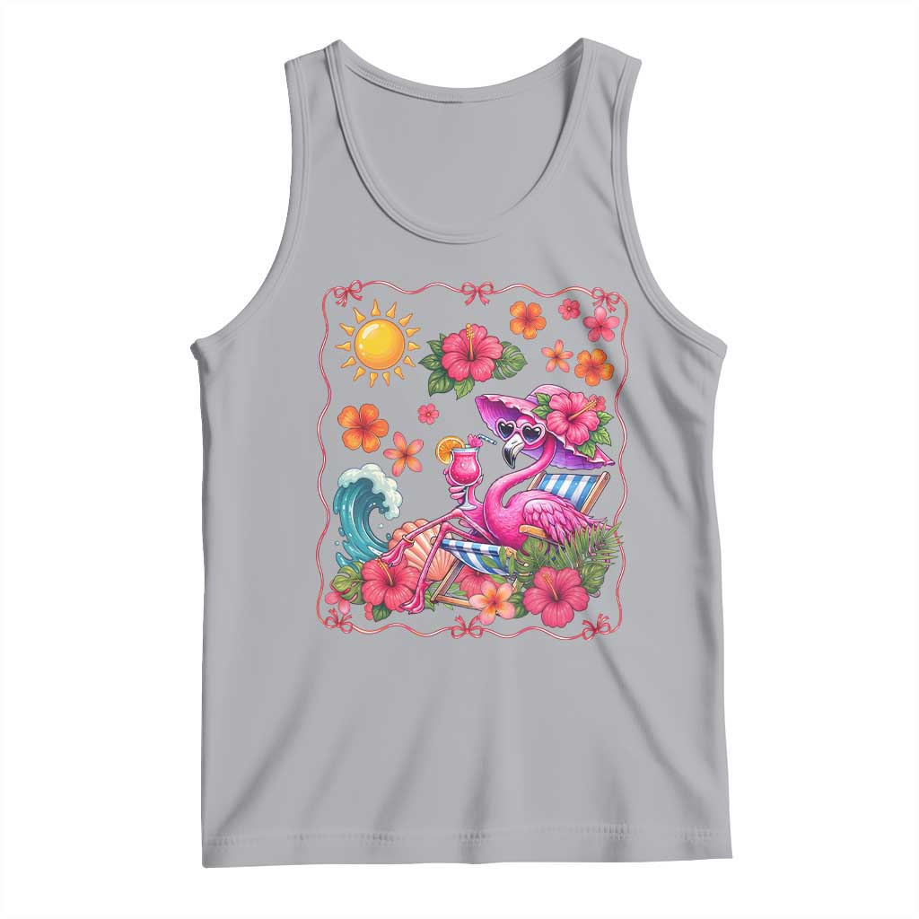 Funny Flamingo Tropical Floral Summer Vacation Graphic Tank Top TS12 Athletic Heather Print Your Wear
