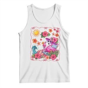 Funny Flamingo Tropical Floral Summer Vacation Graphic Tank Top TS12 White Print Your Wear