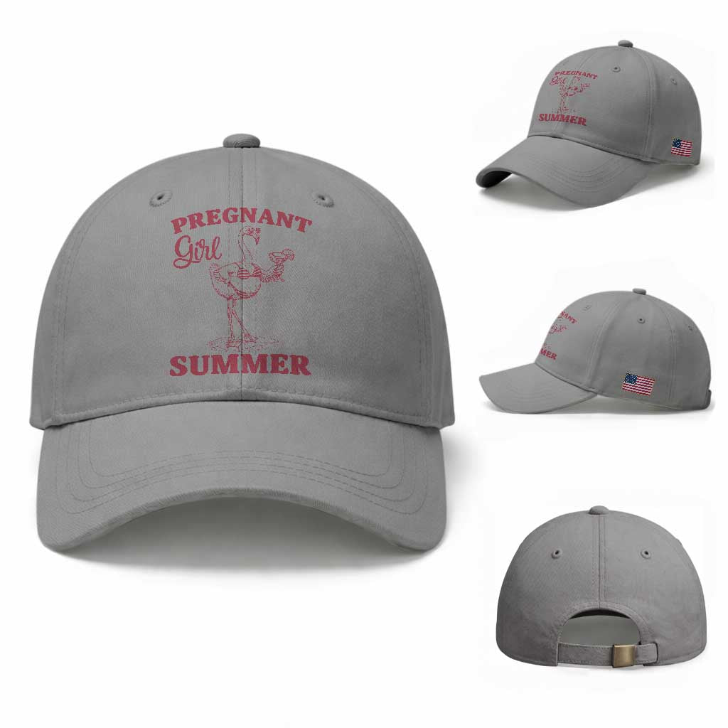 Flamingo Pregnancy Announcement Baseball Cap Summer Beach Mom To Be Gift TS12 Baseball Cap Universal Fit Sport Gray Print Your Wear