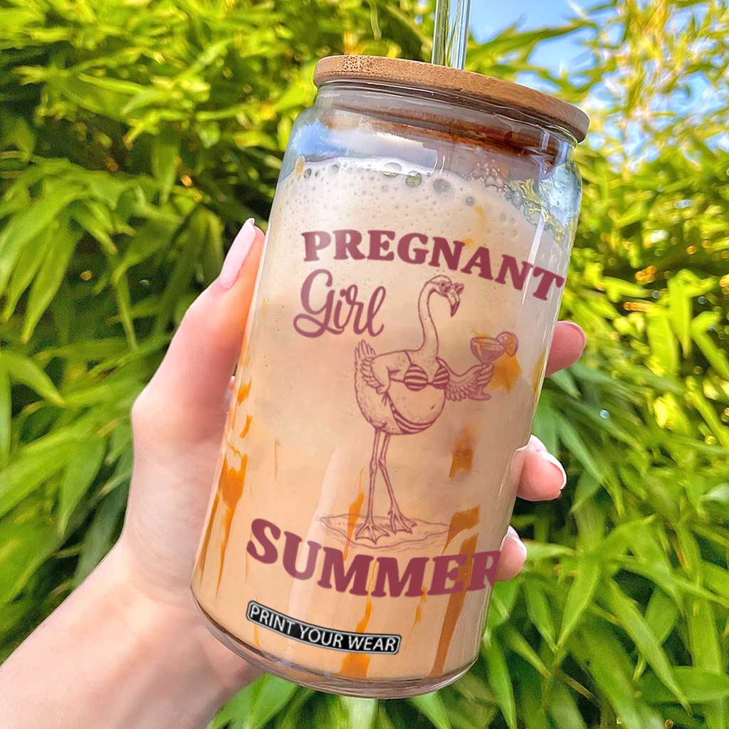 Flamingo Pregnancy Announcement Glass Can Summer Beach Mom To Be Gift TS12 White Print Your Wear