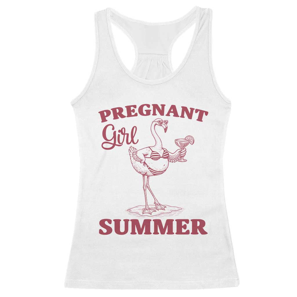 Flamingo Pregnancy Announcement Racerback Tank Top Summer Beach Mom To Be Gift TS12 White Print Your Wear