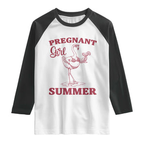 Flamingo Pregnancy Announcement Raglan Shirt Summer Beach Mom To Be Gift TS12 White Black Print Your Wear