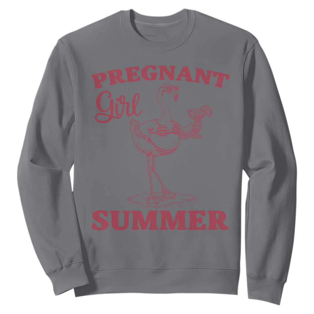 Flamingo Pregnancy Announcement Sweatshirt Summer Beach Mom To Be Gift TS12 Charcoal Print Your Wear