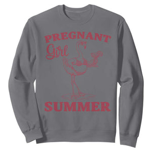 Flamingo Pregnancy Announcement Sweatshirt Summer Beach Mom To Be Gift TS12 Charcoal Print Your Wear