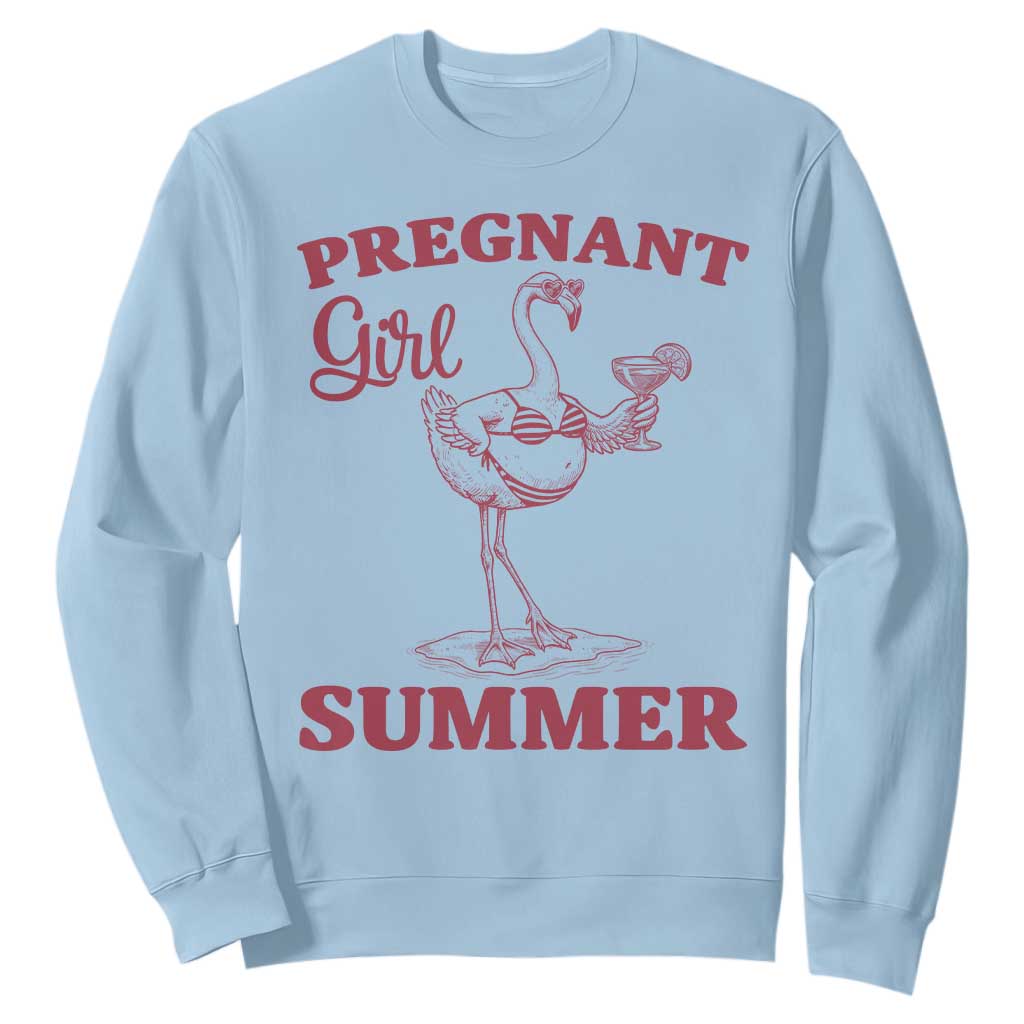 Flamingo Pregnancy Announcement Sweatshirt Summer Beach Mom To Be Gift TS12 Light Blue Print Your Wear