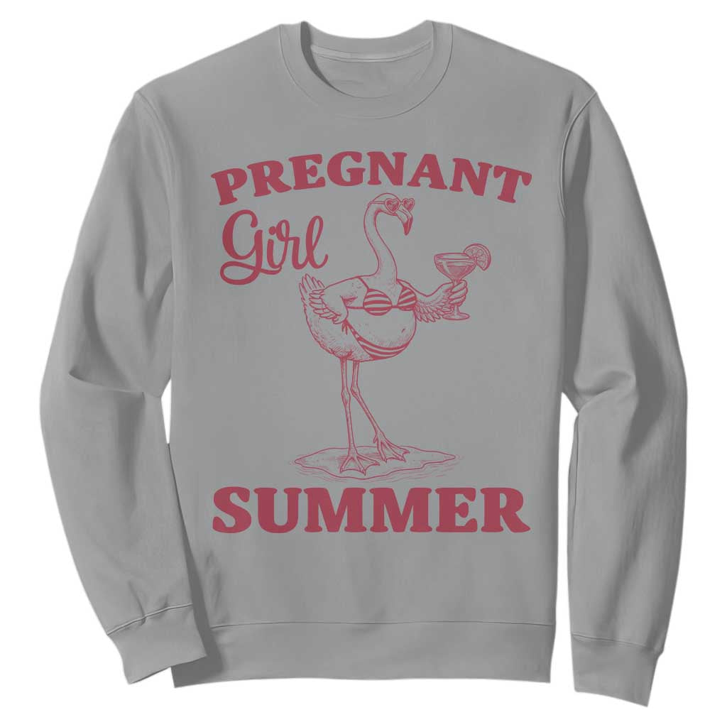 Flamingo Pregnancy Announcement Sweatshirt Summer Beach Mom To Be Gift TS12 Sport Gray Print Your Wear