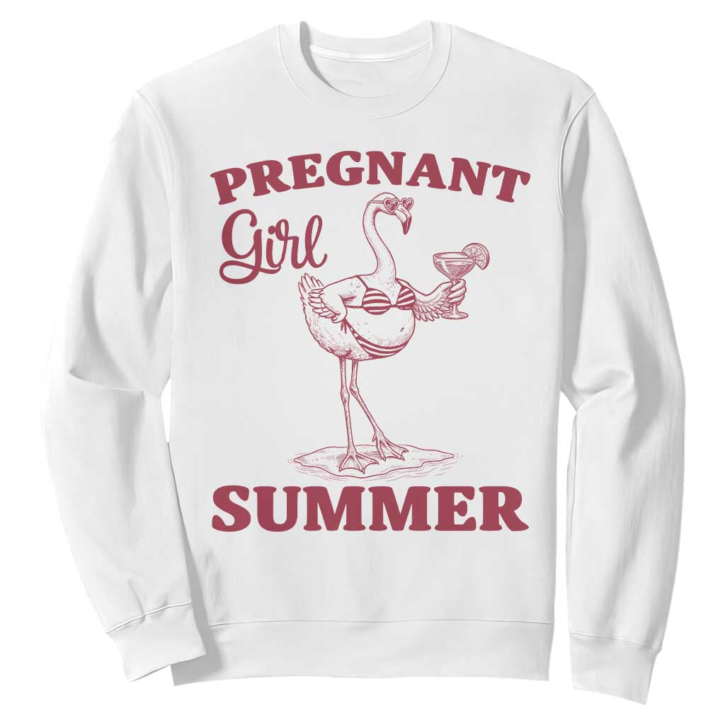 Flamingo Pregnancy Announcement Sweatshirt Summer Beach Mom To Be Gift TS12 White Print Your Wear