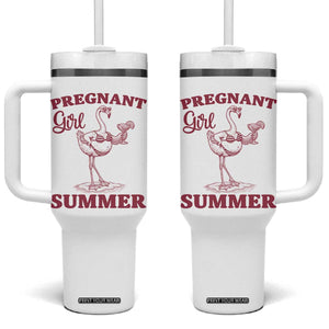 Flamingo Pregnancy Announcement Tumbler With Handle Summer Beach Mom To Be Gift TS12 One Size: 40 oz White Print Your Wear