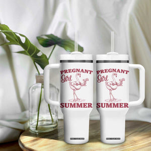 Flamingo Pregnancy Announcement Tumbler With Handle Summer Beach Mom To Be Gift TS12 Print Your Wear