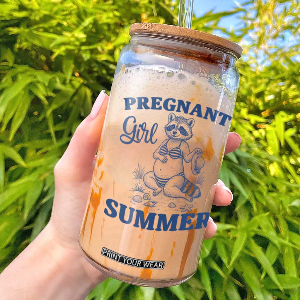 Raccoon Pregnancy Announcement Glass Can Summer Beach Mom To Be Gift TS12 White Print Your Wear