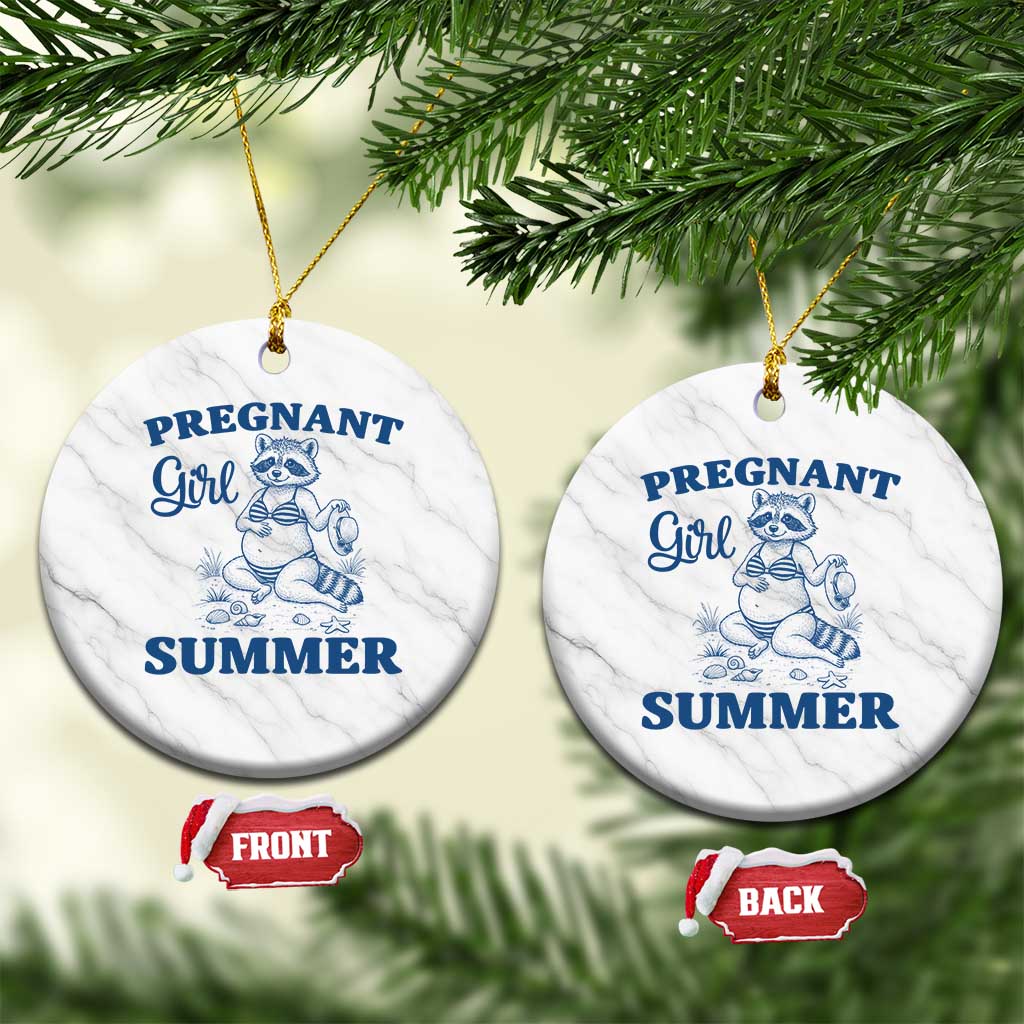 Raccoon Pregnancy Announcement Ceramic Ornament Summer Beach Mom To Be Gift TS12 1pc White Marble Print Your Wear