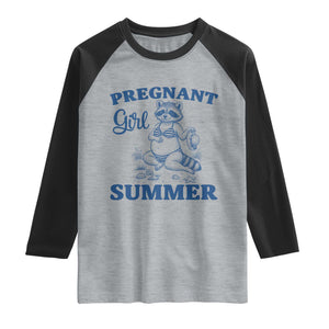 Raccoon Pregnancy Announcement Raglan Shirt Summer Beach Mom To Be Gift TS12 Heather Gray Black Print Your Wear