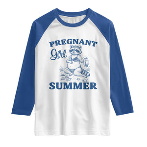 Raccoon Pregnancy Announcement Raglan Shirt Summer Beach Mom To Be Gift TS12 White Royal Print Your Wear