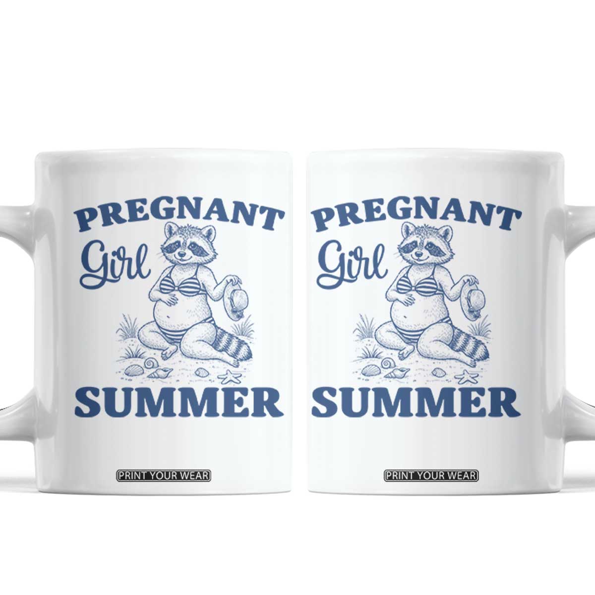 Raccoon Pregnancy Announcement Coffee Mug Summer Beach Mom To Be Gift TS12 White Print Your Wear