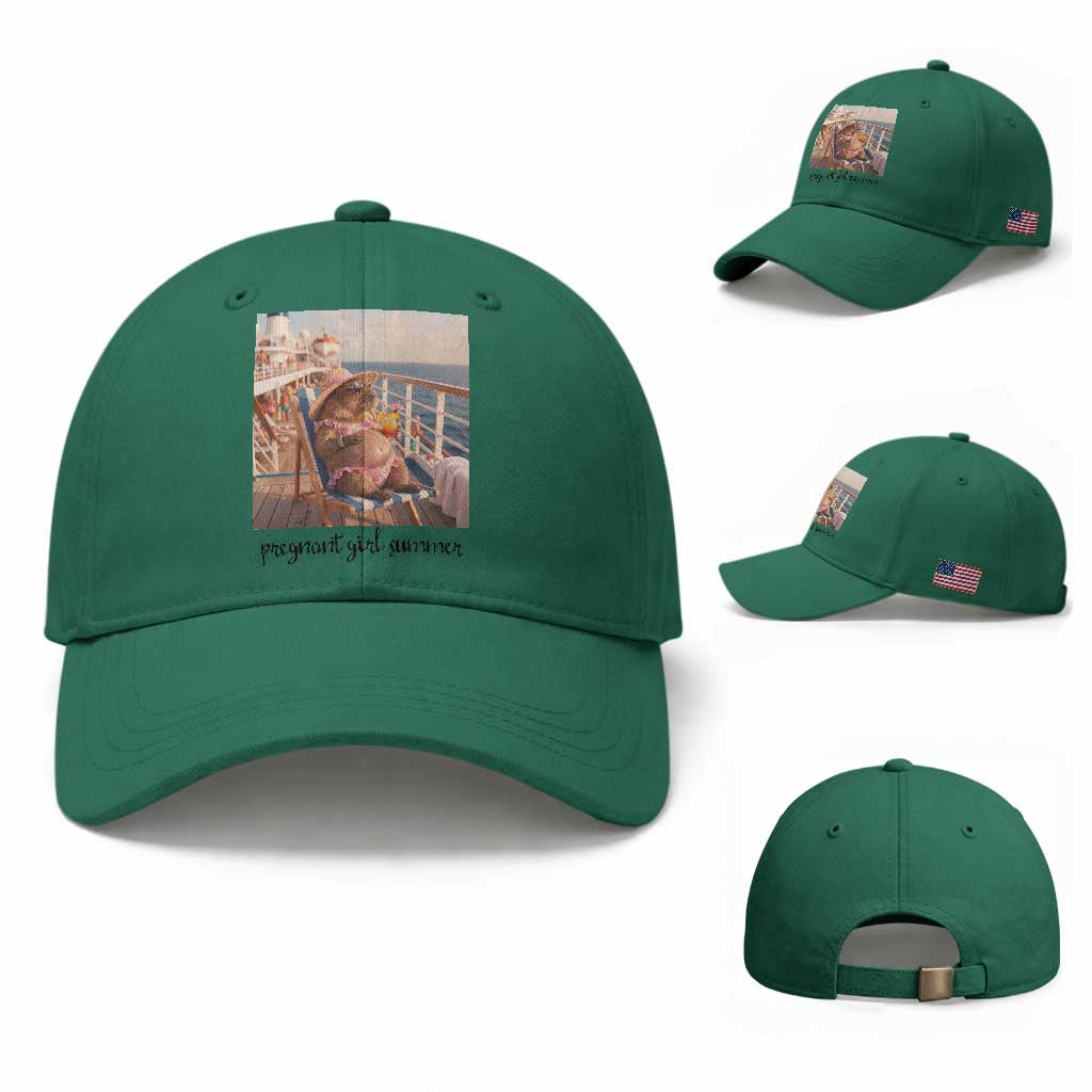 Summer Capybara Pregnancy Baseball Cap Baby Announcement Gift TS12 Baseball Cap Universal Fit Irish Green Print Your Wear