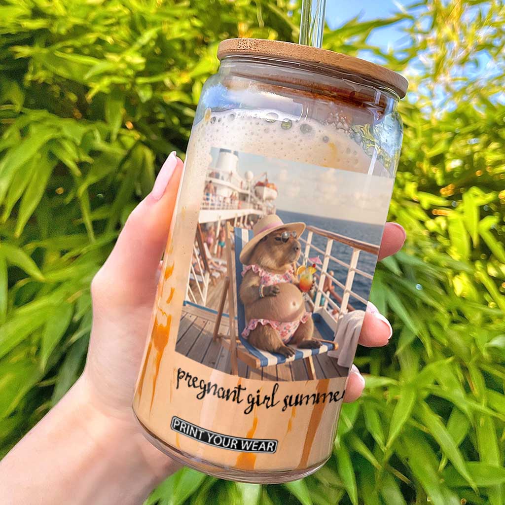 Summer Capybara Pregnancy Glass Can Baby Announcement Gift TS12 White Print Your Wear