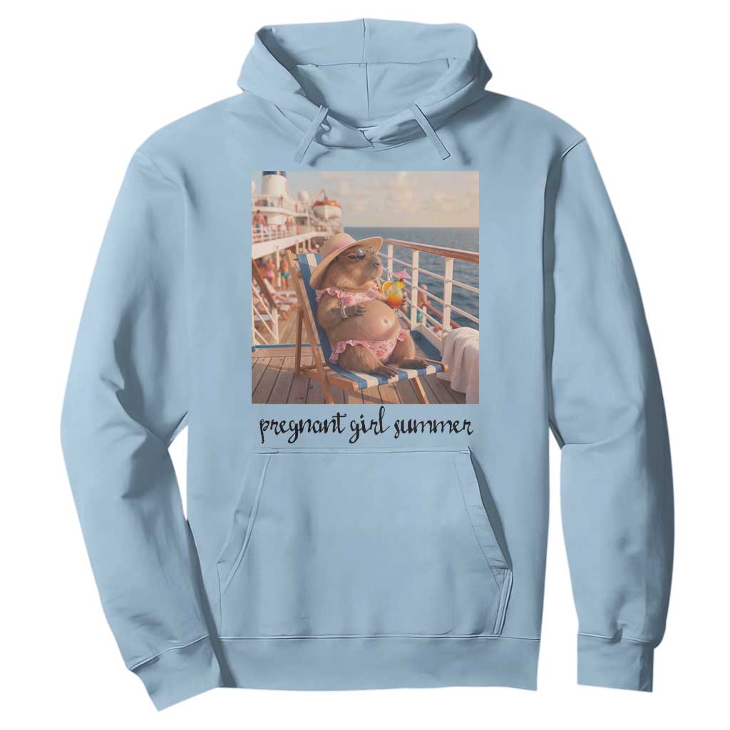 Summer Capybara Pregnancy Hoodie Baby Announcement Gift TS12 Light Blue Print Your Wear