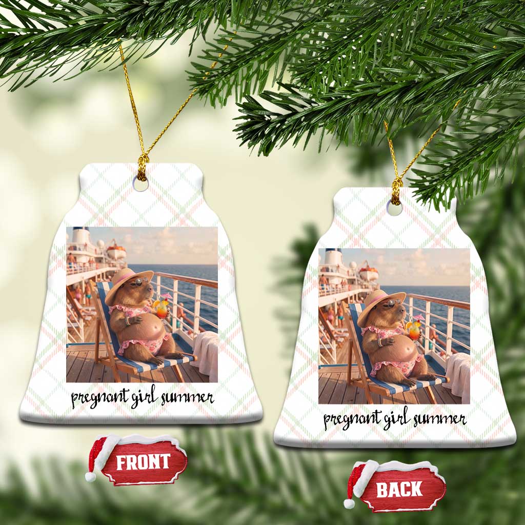 Summer Capybara Pregnancy Ceramic Ornament Baby Announcement Gift TS12 Print Your Wear