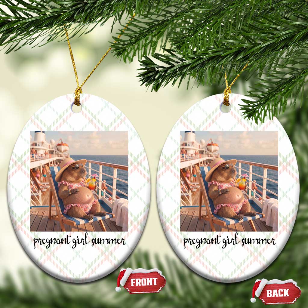 Summer Capybara Pregnancy Ceramic Ornament Baby Announcement Gift TS12 Print Your Wear