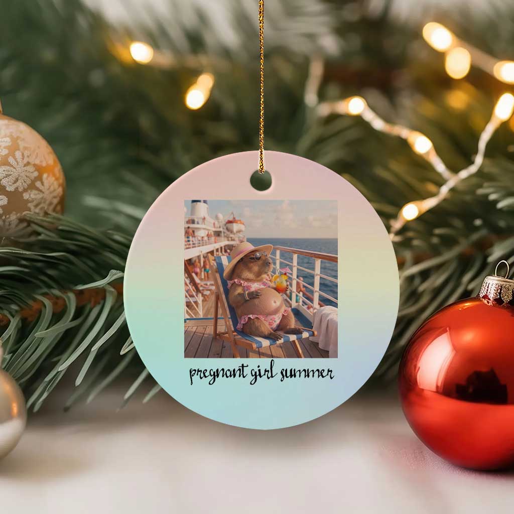 Summer Capybara Pregnancy Ceramic Ornament Baby Announcement Gift TS12 1pc Pastel Print Your Wear