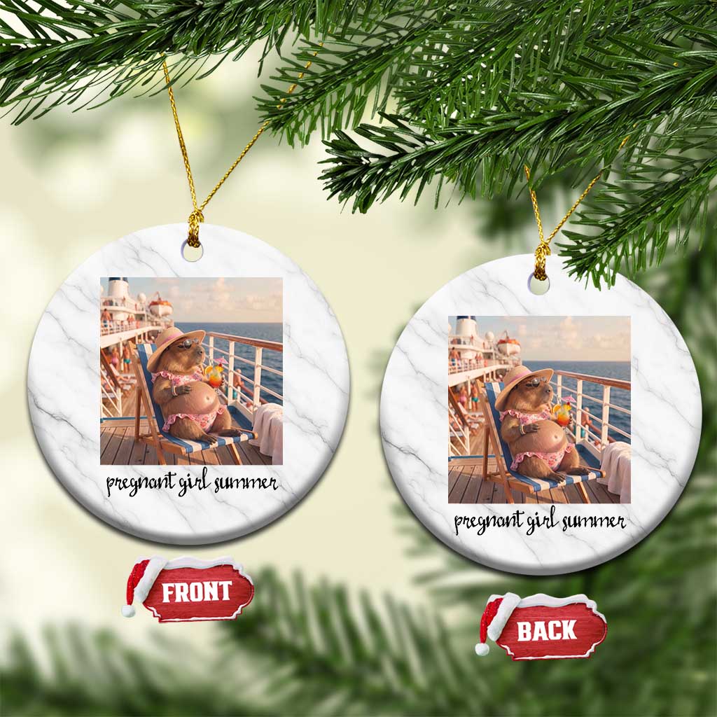 Summer Capybara Pregnancy Ceramic Ornament Baby Announcement Gift TS12 1pc White Marble Print Your Wear