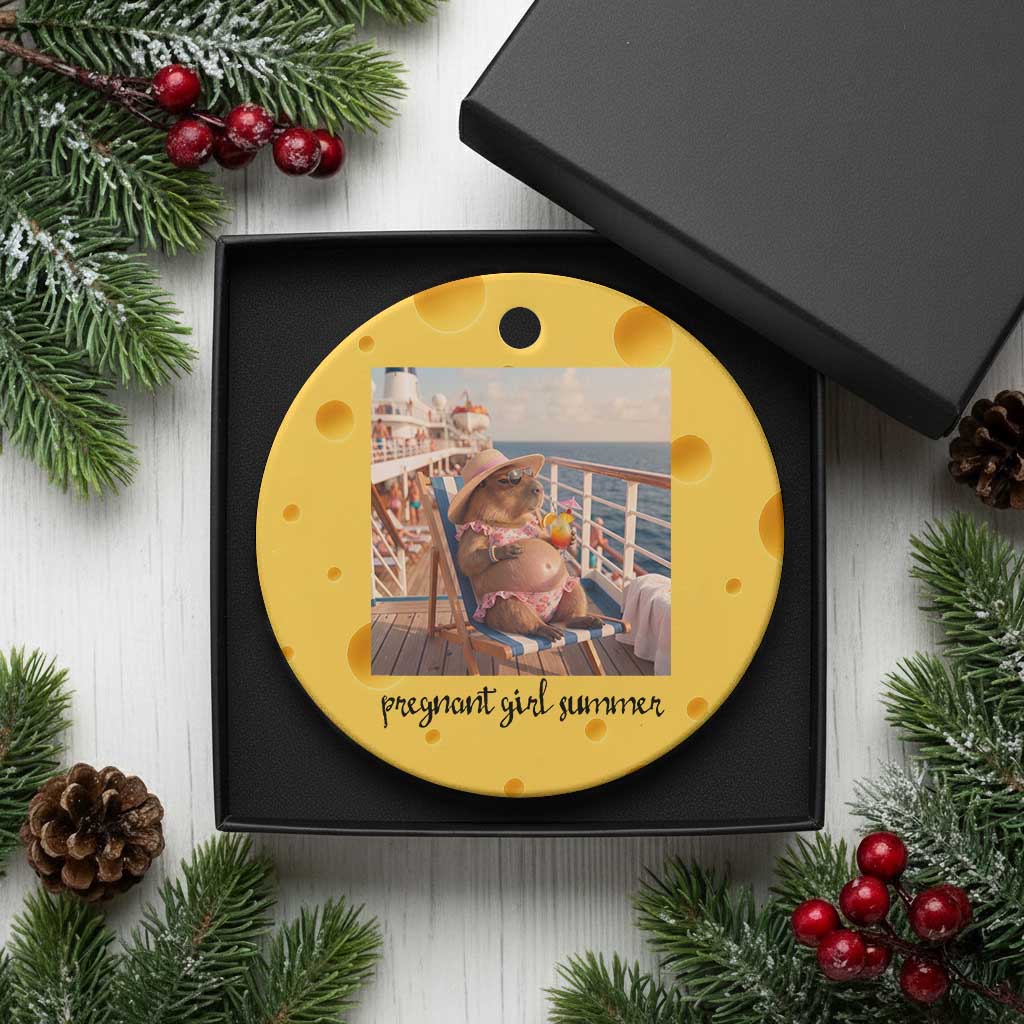 Summer Capybara Pregnancy Ceramic Ornament Baby Announcement Gift TS12 1pc Yellow Cheese Print Your Wear