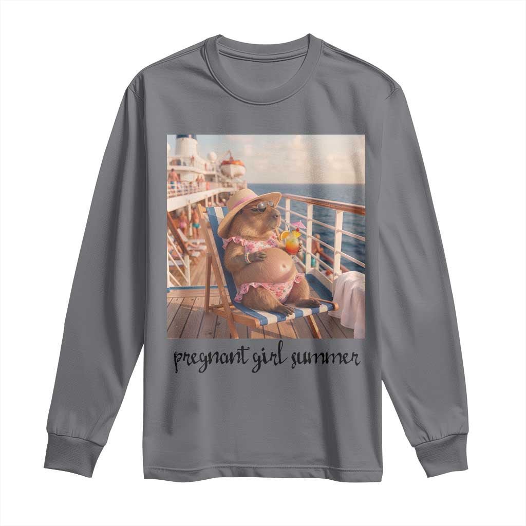 Summer Capybara Pregnancy Long Sleeve Shirt Baby Announcement Gift TS12 Charcoal Print Your Wear