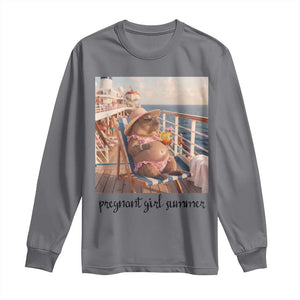 Summer Capybara Pregnancy Long Sleeve Shirt Baby Announcement Gift TS12 Charcoal Print Your Wear