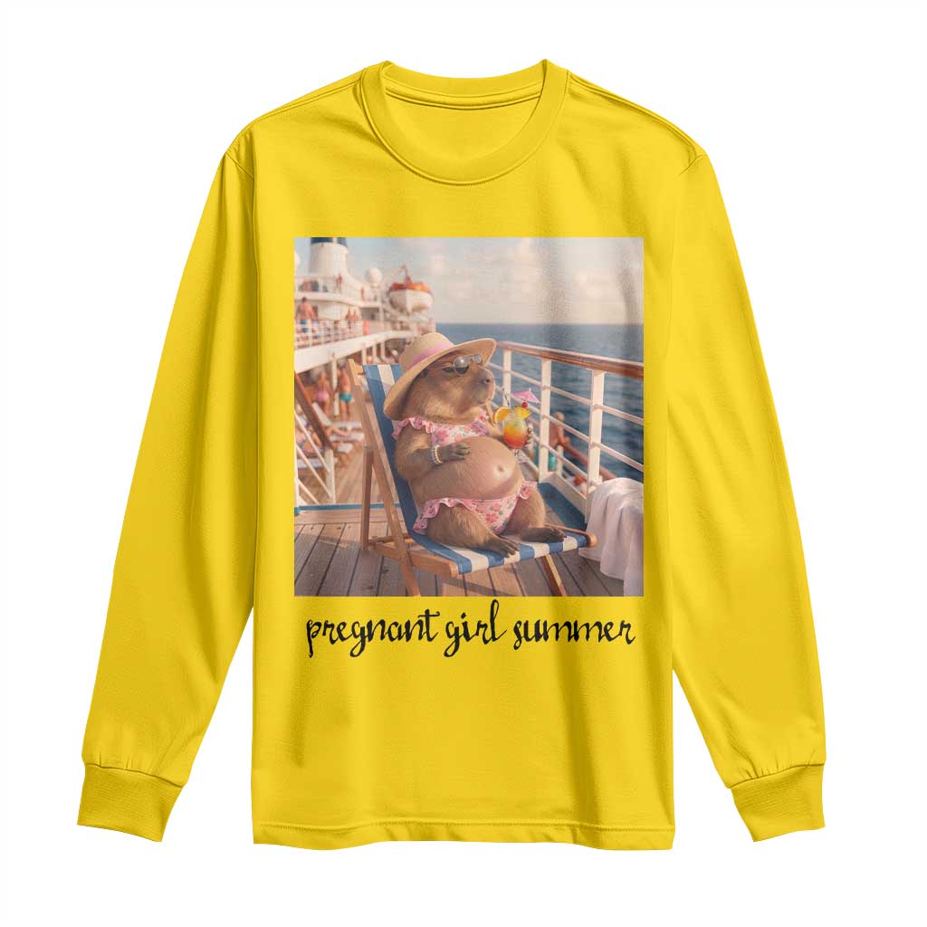 Summer Capybara Pregnancy Long Sleeve Shirt Baby Announcement Gift TS12 Daisy Print Your Wear