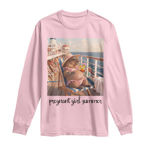 Summer Capybara Pregnancy Long Sleeve Shirt Baby Announcement Gift TS12 Light Pink Print Your Wear