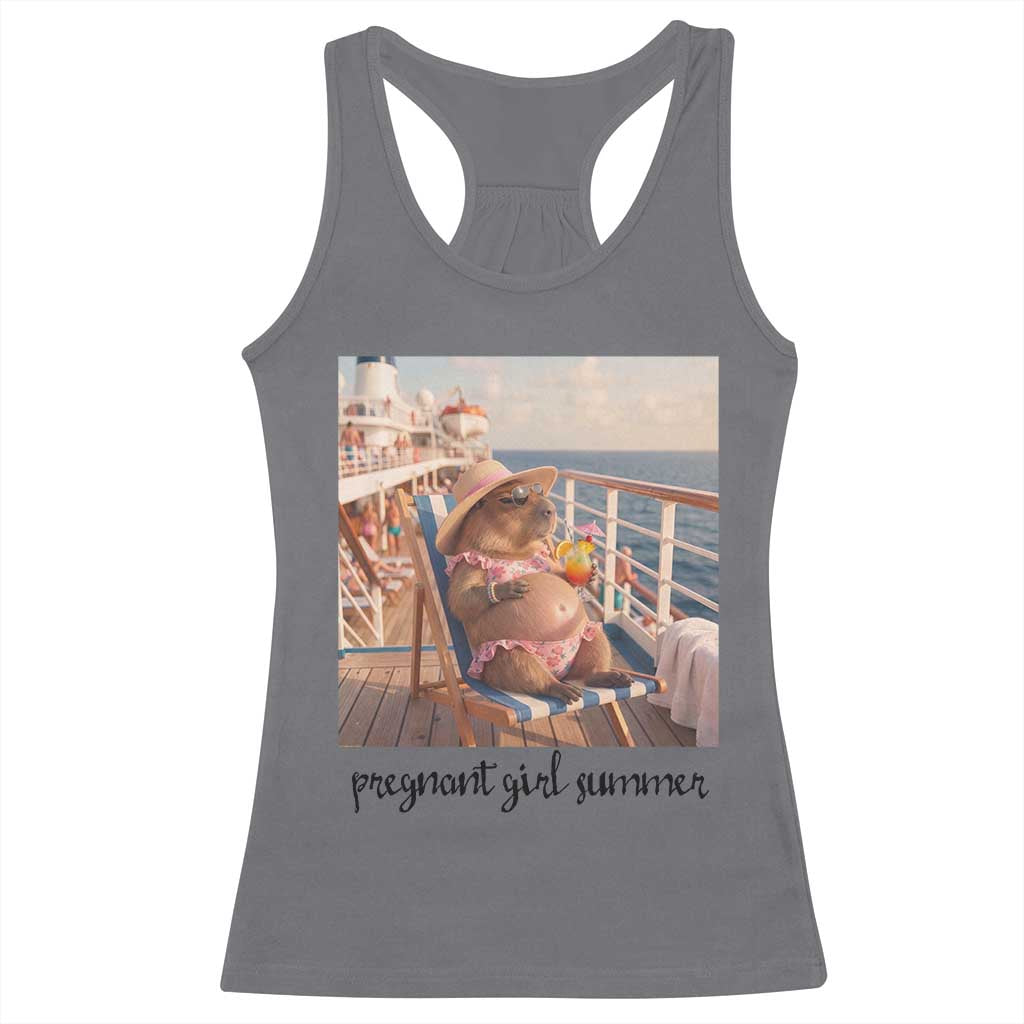 Summer Capybara Pregnancy Racerback Tank Top Baby Announcement Gift TS12 Charcoal Print Your Wear