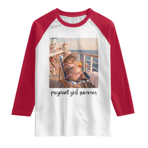 Summer Capybara Pregnancy Raglan Shirt Baby Announcement Gift TS12 White Red Print Your Wear