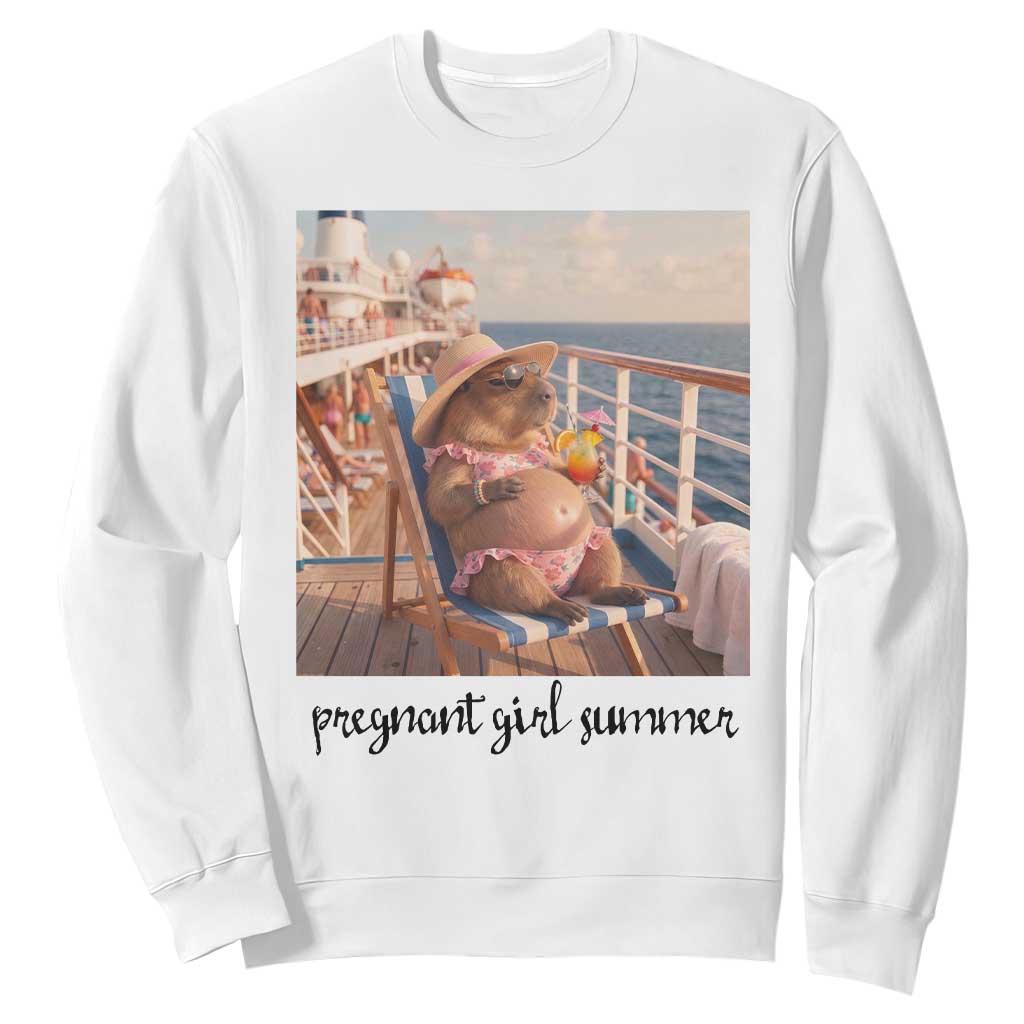 Summer Capybara Pregnancy Sweatshirt Baby Announcement Gift TS12 White Print Your Wear