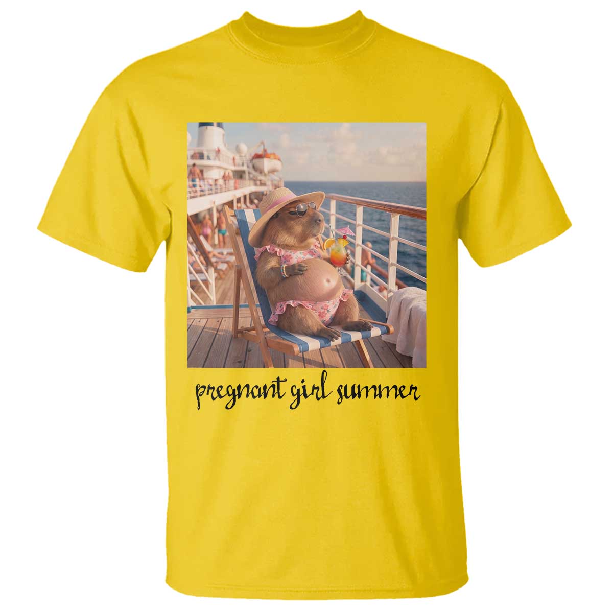 Summer Capybara Pregnancy T Shirt Baby Announcement Gift TS12 Daisy Print Your Wear
