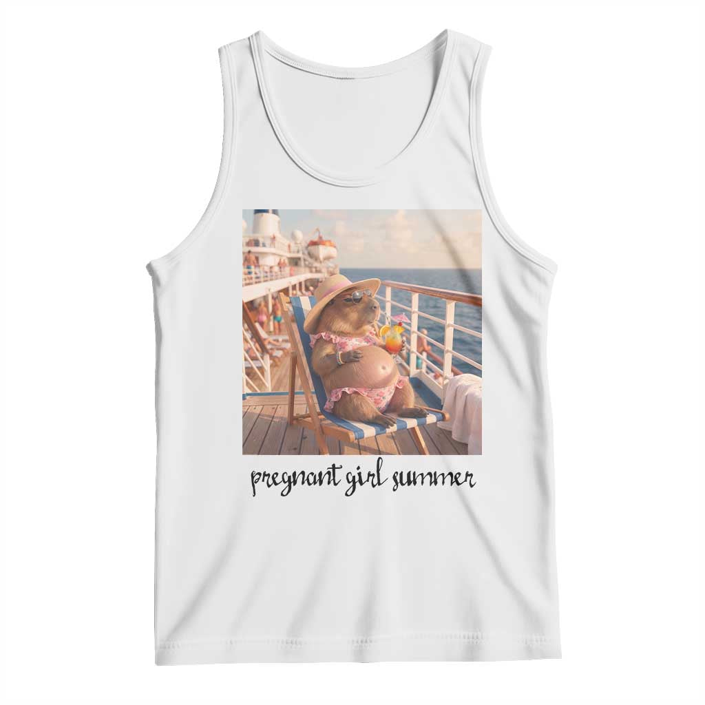 Summer Capybara Pregnancy Tank Top Baby Announcement Gift TS12 White Print Your Wear