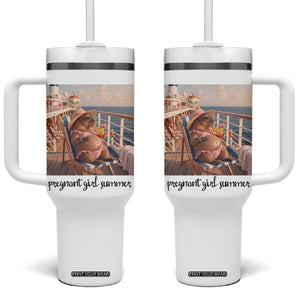 Summer Capybara Pregnancy Tumbler With Handle Baby Announcement Gift TS12 One Size: 40 oz White Print Your Wear