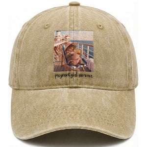 Summer Capybara Pregnancy Washed Cotton Baseball Cap Baby Announcement Gift TS12 Print Your Wear