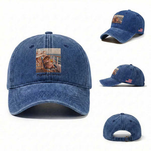 Summer Capybara Pregnancy Washed Cotton Baseball Cap Baby Announcement Gift TS12 Washed Cap Universal Fit Royal Blue Print Your Wear