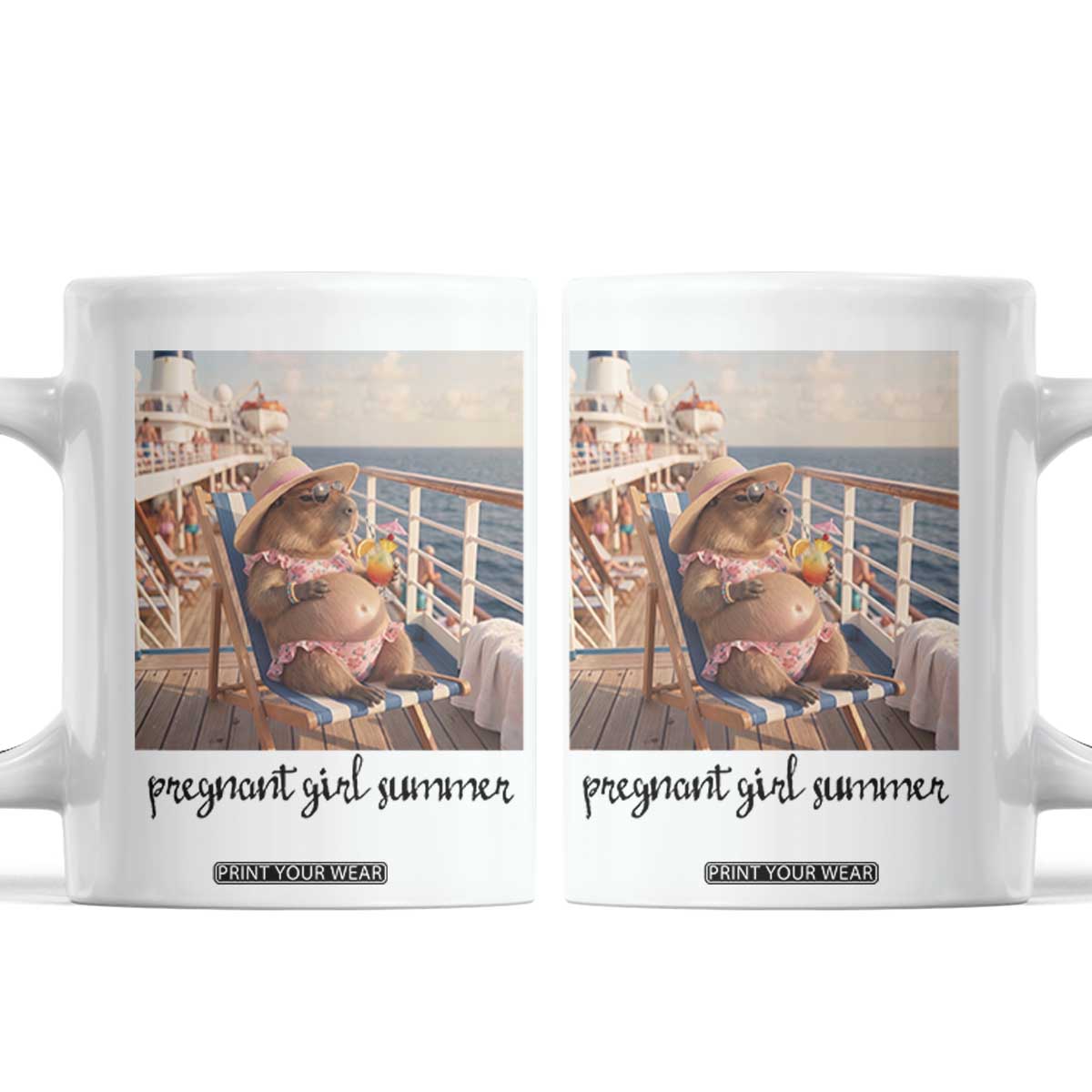 Summer Capybara Pregnancy Coffee Mug Baby Announcement Gift TS12 White Print Your Wear