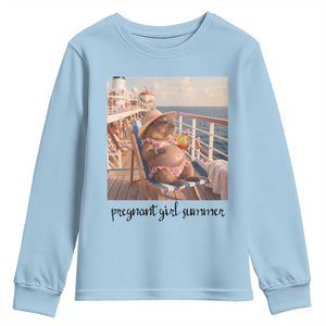 Summer Capybara Pregnancy Youth Sweatshirt Baby Announcement Gift TS12 Light Blue Print Your Wear