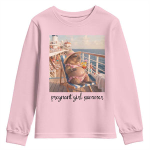 Summer Capybara Pregnancy Youth Sweatshirt Baby Announcement Gift TS12 Light Pink Print Your Wear