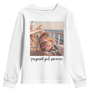 Summer Capybara Pregnancy Youth Sweatshirt Baby Announcement Gift TS12 White Print Your Wear