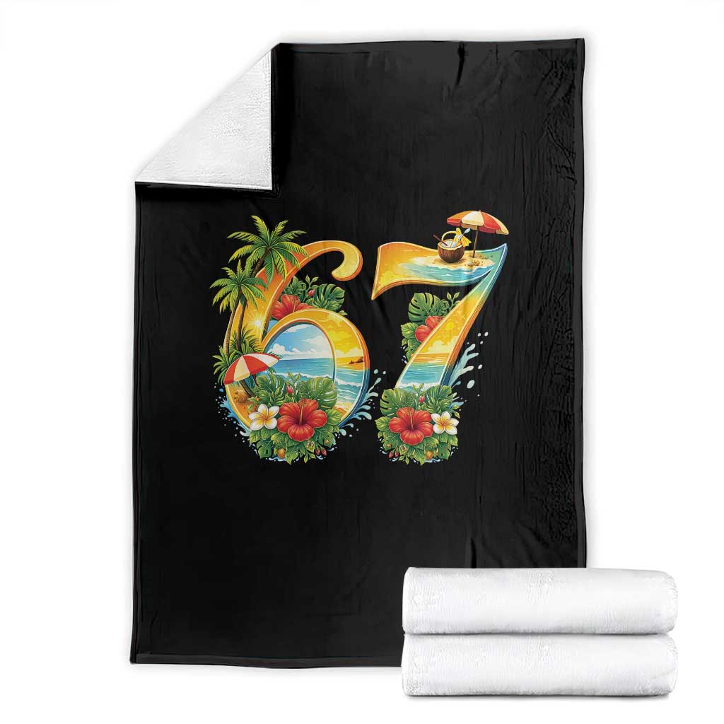 Hawaii Six Seven Throw Blanket Tropical Hibiscus Vacation Graphic TS12 Black Print Your Wear