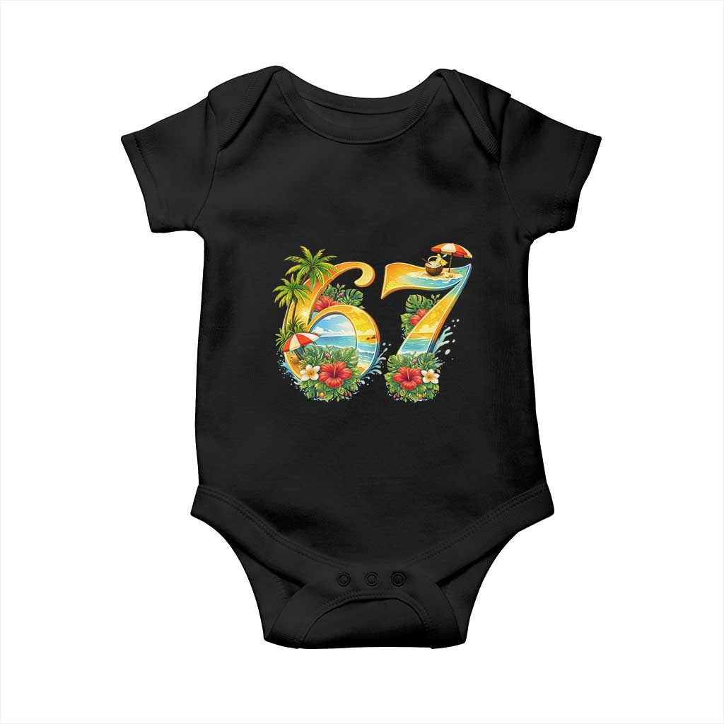Hawaii Six Seven Baby Onesie Tropical Hibiscus Vacation Graphic TS12 Black Print Your Wear