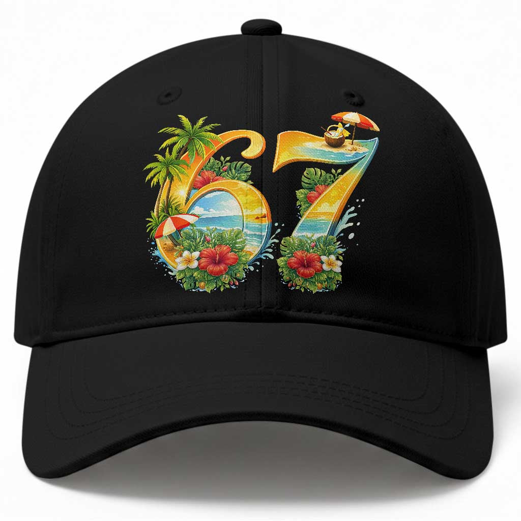 Hawaii Six Seven Baseball Cap Tropical Hibiscus Vacation Graphic TS12 Print Your Wear