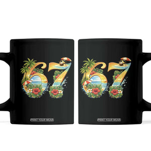 Hawaii Six Seven Coffee Mug Tropical Hibiscus Vacation Graphic TS12 Black Print Your Wear
