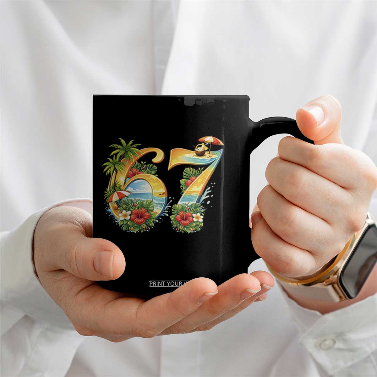 Hawaii Six Seven Coffee Mug Tropical Hibiscus Vacation Graphic TS12 Print Your Wear